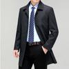 Spring and Autumn Men's Wool Windbreaker Jacket Middle-aged Business Men's Dad's Clothing Loose and Iron-Free Fashion Jacket