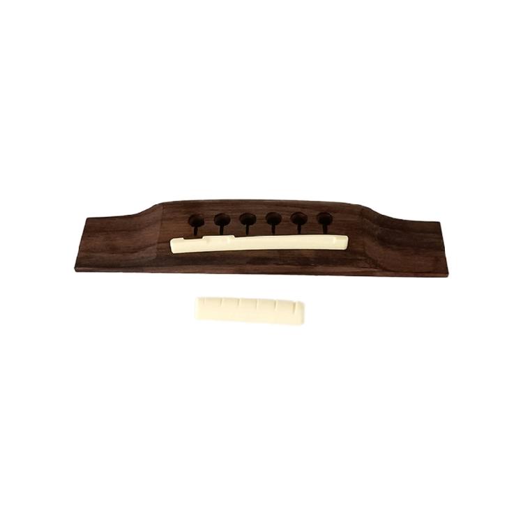 Acoustic Guitar Wood Rosewood Bridge Guitar Wood Bridge Guitar Saddles Nut Slotted with 6 Bridge Pins Easy To Install