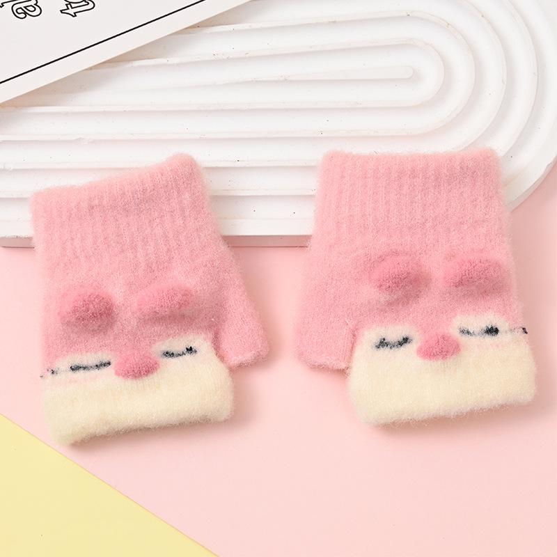 0-3 Toddlers' Cartoon Knit Gloves: Warm, Five-Finger, Anti-Scratch for Autumn/Winter