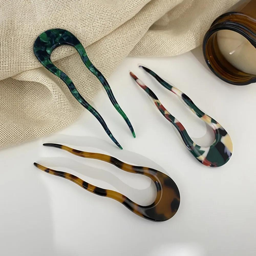 New Creative Design Hair Fork U-Shaped Hair Sticks Hairpins Resin Hair Styling Tools Hair Accessory Easy To Use