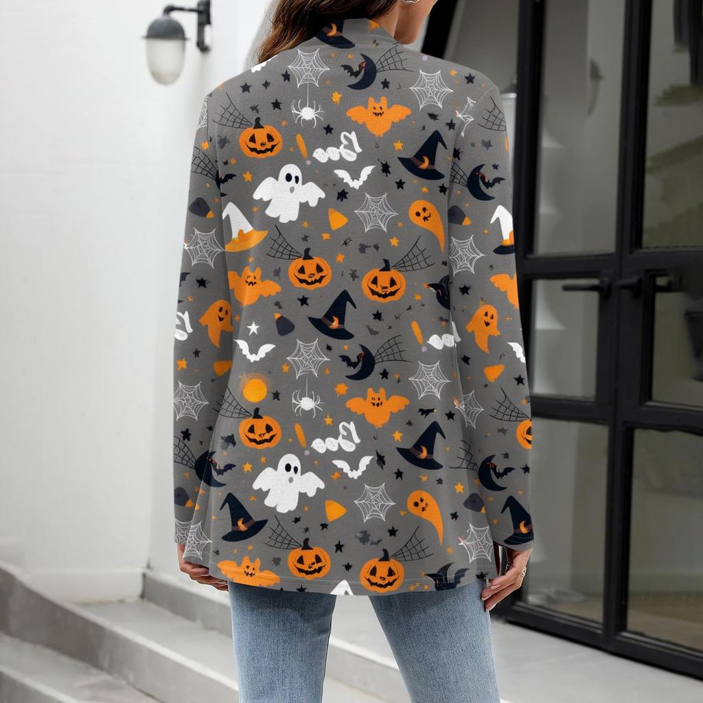 Dámské lehké kardigany s otevřeným předním dílem, dlouhým rukávem, ležérního volného střihu, tenké kardigany s kapsami