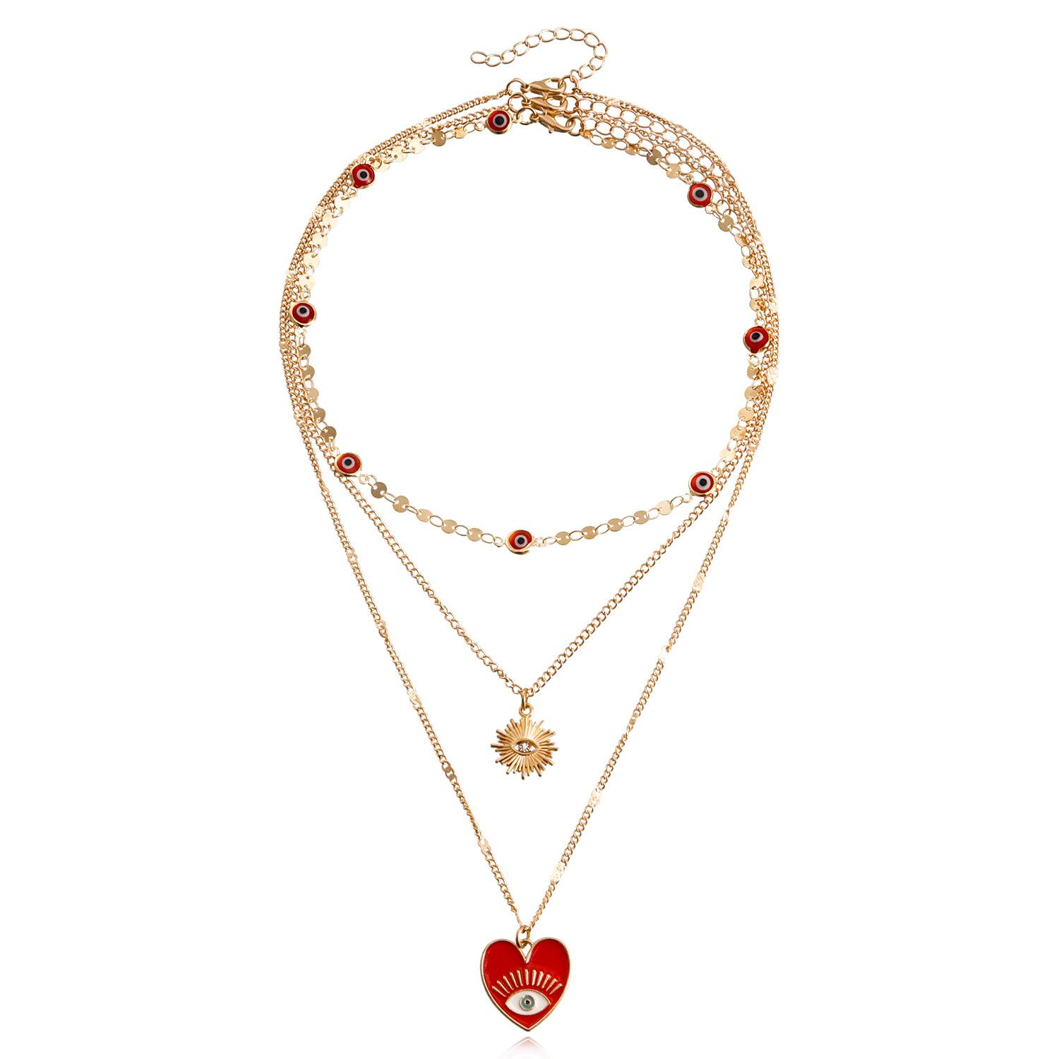 

European and American jewelry ins multi-layer devil s eye collarbone chain cold wind eye necklace female niche design sense