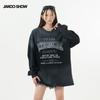 Mens Oversized Cotton Long Sleeve Tee With Distressed Ink Print Vintage Streetwear Style Loose Fit Fall