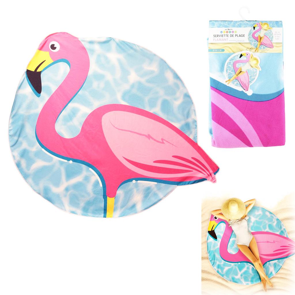 Les Trésors De Lily [Q0525] - Designer Beach Towel 'Flamingo' Pink Blue - 150 Cm