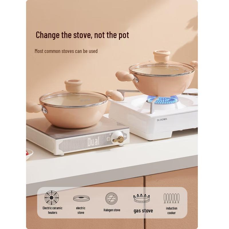 COOKER KING 20cm Double Handle Ceramic Non-stick Wok