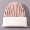 Children's rabbit velvet knitted hat double-match color soft cute outdoor wool hat warm real raccoon fur ball removable