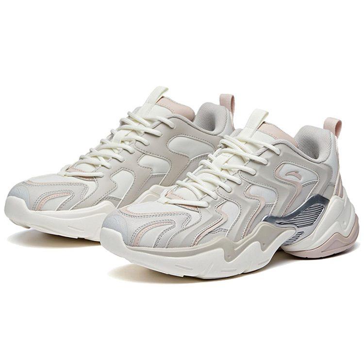 ANTA Chunky Sneakers Women's Low Top Ivory White/Shade 1 Gray/Lotus Gray 122018882-5