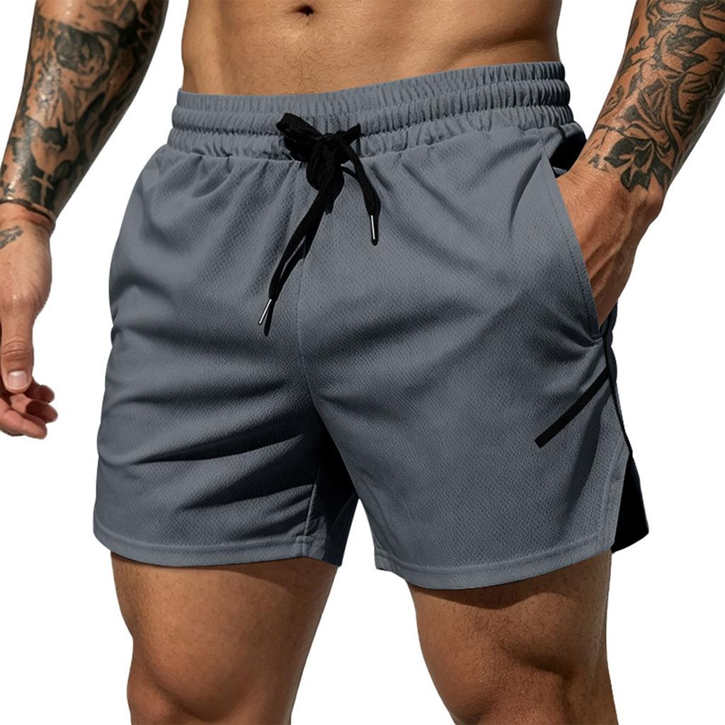 Men Mesh Quick Dry Breathable Athletic Shorts Lightweight Sports Shorts with Drawstring Elastic Waistband Zipper Pocket