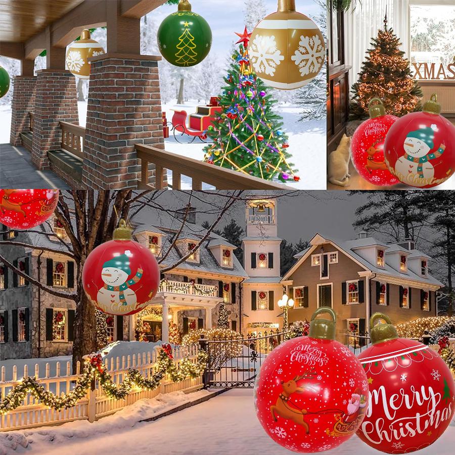 60cm PVC Inflatable Christmas Ball Outdoor Garden Festive Ornament Party Supplies Decorations