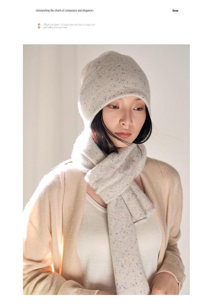 Women's 100% Pure Cashmere Double-Layer Knitted Hat - Warm & Fashionable for Autumn/Winter