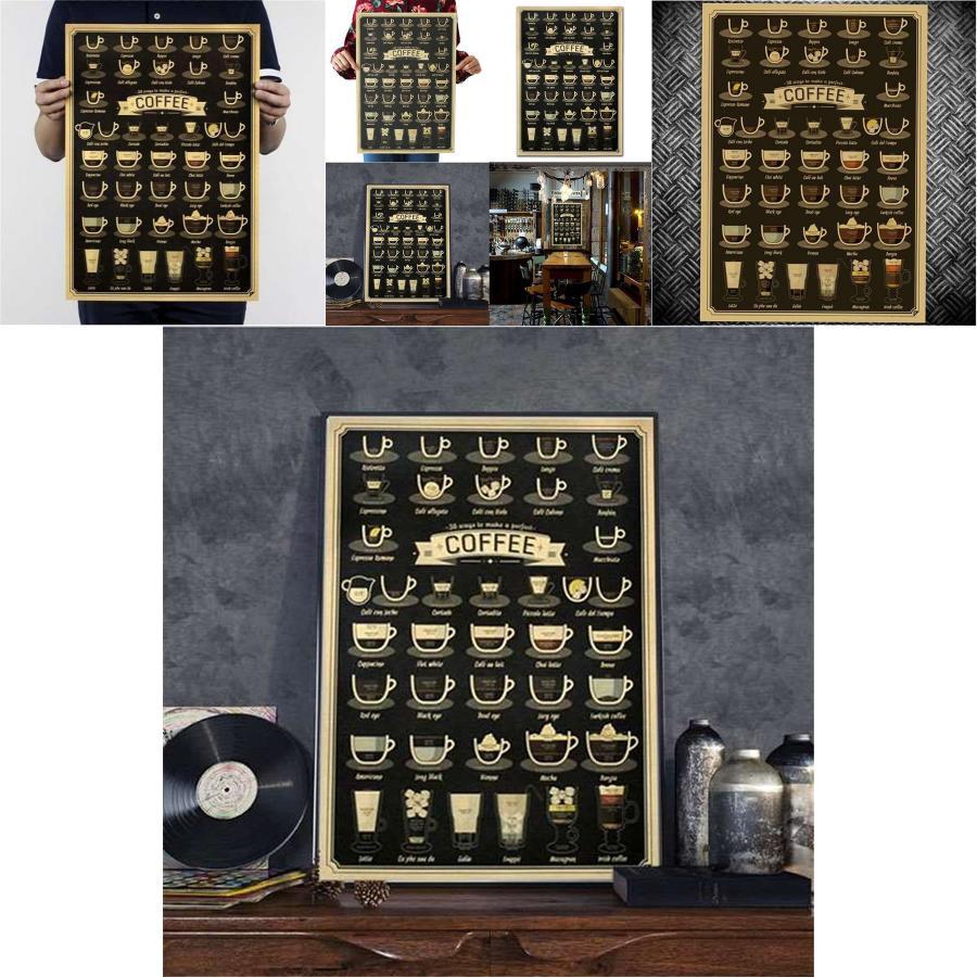 Nostalgic Vintage Bar Cafe Decoration Premium Quality Kraft Paper Poster For Wall