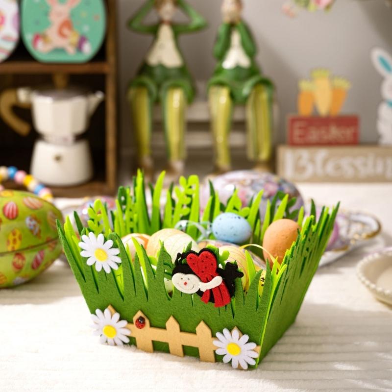 User Friendly Green Rabbit Basket Easters Celebration Decors for Easters Festivities Perfect for Kids and Family Gatherings