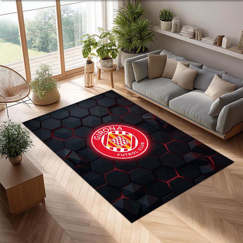 Tappeto Morbido Antiscivolo per Interni con Motivo Calcio Girona FC Tappetino Decorativo Sportivo per Camera da Letto
