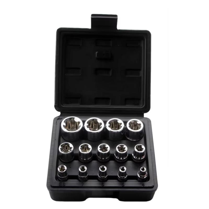 14PCS Female E Star Torx Socket Set E4-E24 External Hex Socket Insert Nut Versatility Combination Sockets