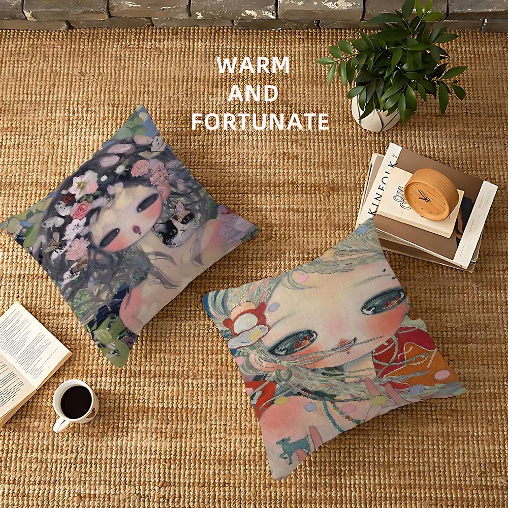 Aya Takano Anime Cushion Cover Car Throw Pillow Case For Sofa Car Christmas Gift 40X40Cm 45X45Cm