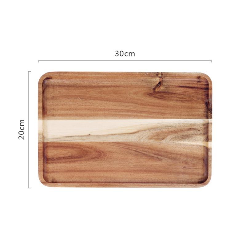 Natural Wooden Serving Tray Square/Rectangular Wood Plate Food  Fruit Platter Dessert Tea Storage Trays Home Storage Dish Decors