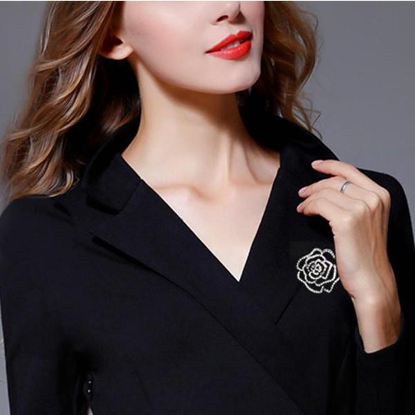 Broșă Pin Femei la Modă Floare Trandafir Nuntă Mireasă Lux Stras Broșă Nouă Naturalice