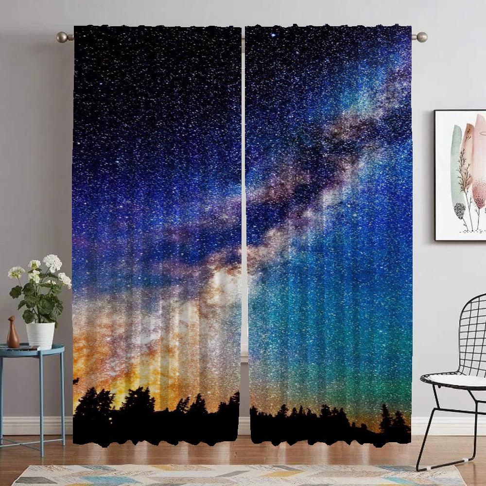

Звездное небо Раздел Кухонные Шторы для Гостиной Домашний Интерьер Шторы 2 Части Тюль Оттенки Для Спальни Оконные Шторы W60xH90cmx2pcs-CL
