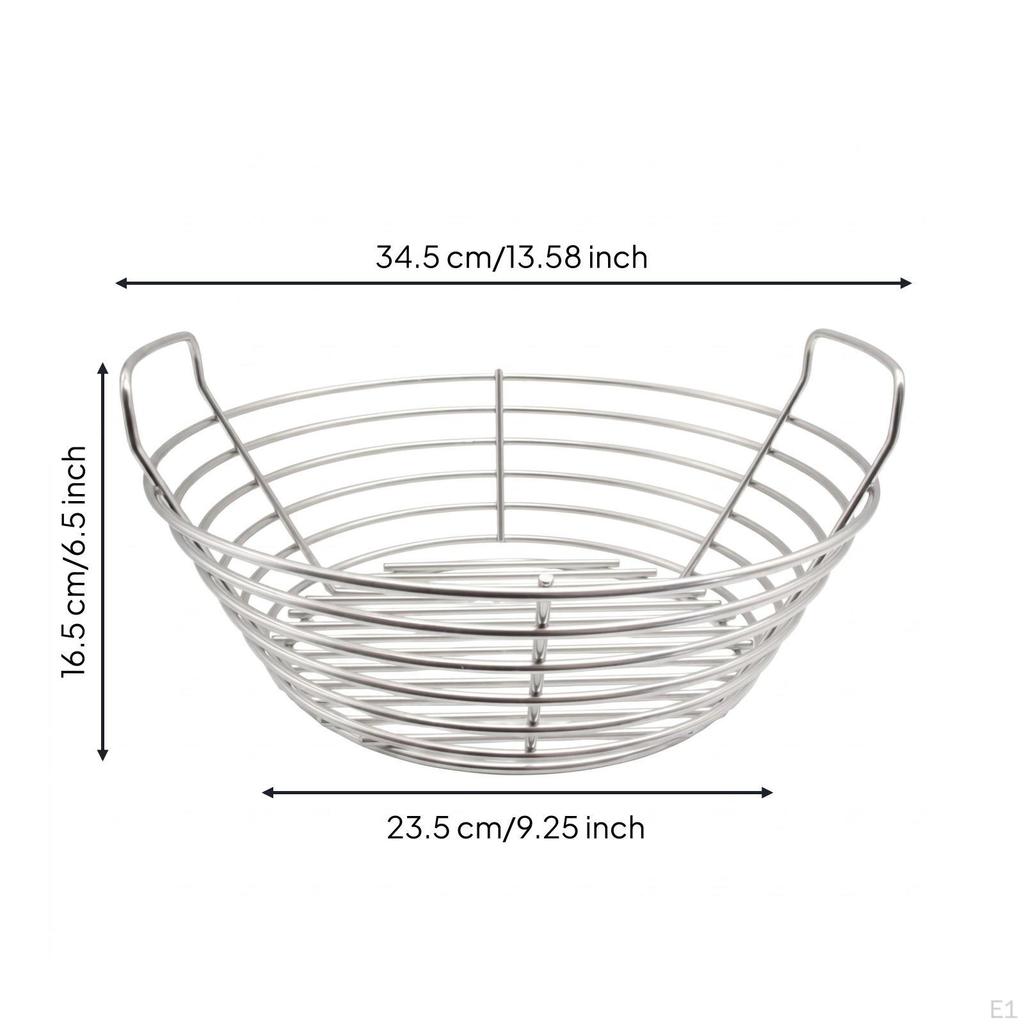 Stainless Steel Coals Basket Barbecue Use Wire Side Handles