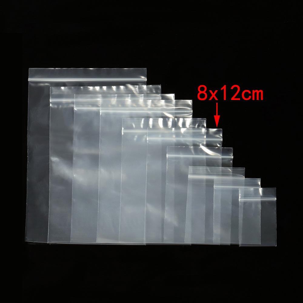 100 pièces Sacs en Plastique Transparent Auto-scellants à Fermeture Zip 4*6/5*7/6*8/7*10cm Sacs Transparents Ziplock pour Emballage de Bijoux