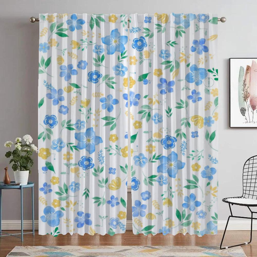 Zasłony w kwiaty Zasłona zaciemniająca do pokoju dziecięcego do pokoju 2 panele Zasłony do wnętrza domu Dekoracja na Halloween Zasłony działowe Do salonu