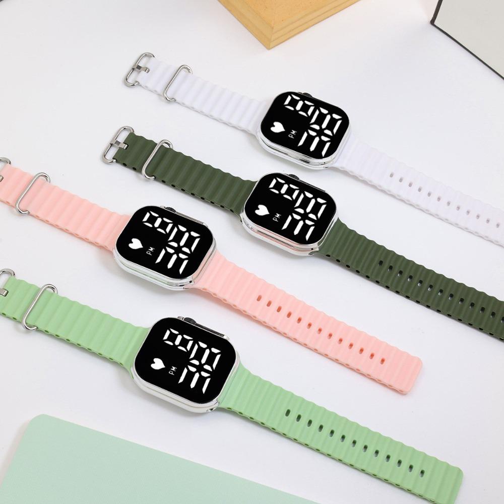 Large Dial Electronic Watch Rectangular Wristwatch Casual Digital Watch  For Boys Girls