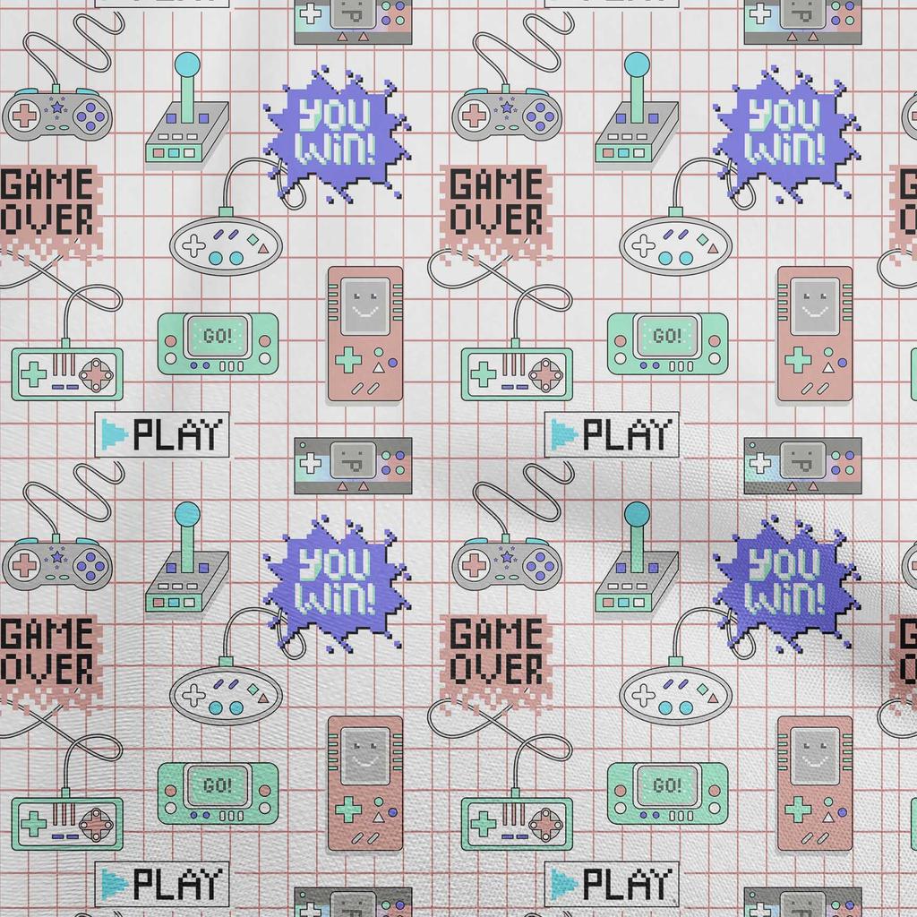 oneOone Cotton Flex Brown Fabric Game Video Game Sewing Material Print Fabric By The Yard 40 Inch