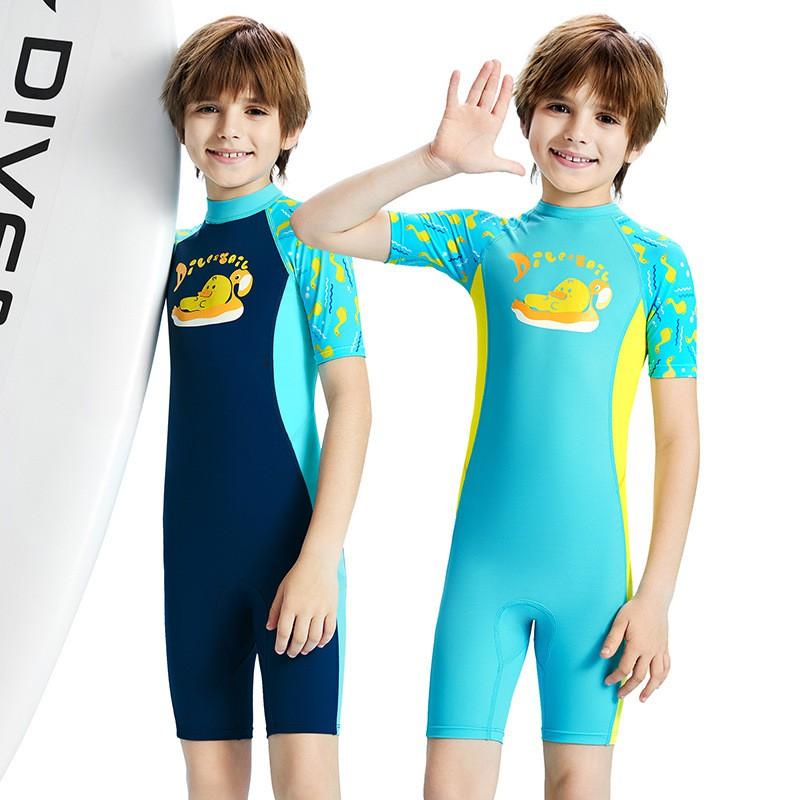 Boys Quick-Dry UV Protection Rash Guard Swimsuit UPF 50 Short Sleeve Swimwear Swimming Snorkeling Surfing