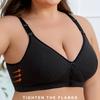 European and American Size Wire-free Front-clasp Bra with Adjustable Shoulder Straps and Threaded Oversized Underwear