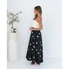 Damen Farbblock-Tube-Top-Midikleid, Trägerloses Gepunktetes Patchwork Ausgestelltes A-Linien-Langes Kleid, Elegantes Lässiges Urlaubs-Schwing-Sonnenkleid mit Seitentaschen