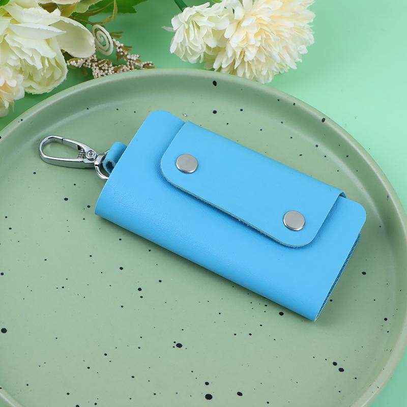 

1 шт. портативные держатели для ключей из искусственной кожи, автомобильный держатель для ключей, сумка, чехол-кошелек унисекс, простая однотонная сумка для хранения синий