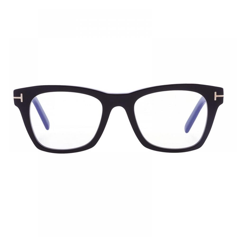 Tom Ford Eyeglasses Square Full Rim  Light Brown Frame And Clear Blue Light Block Lens Ft5886 B047 Black