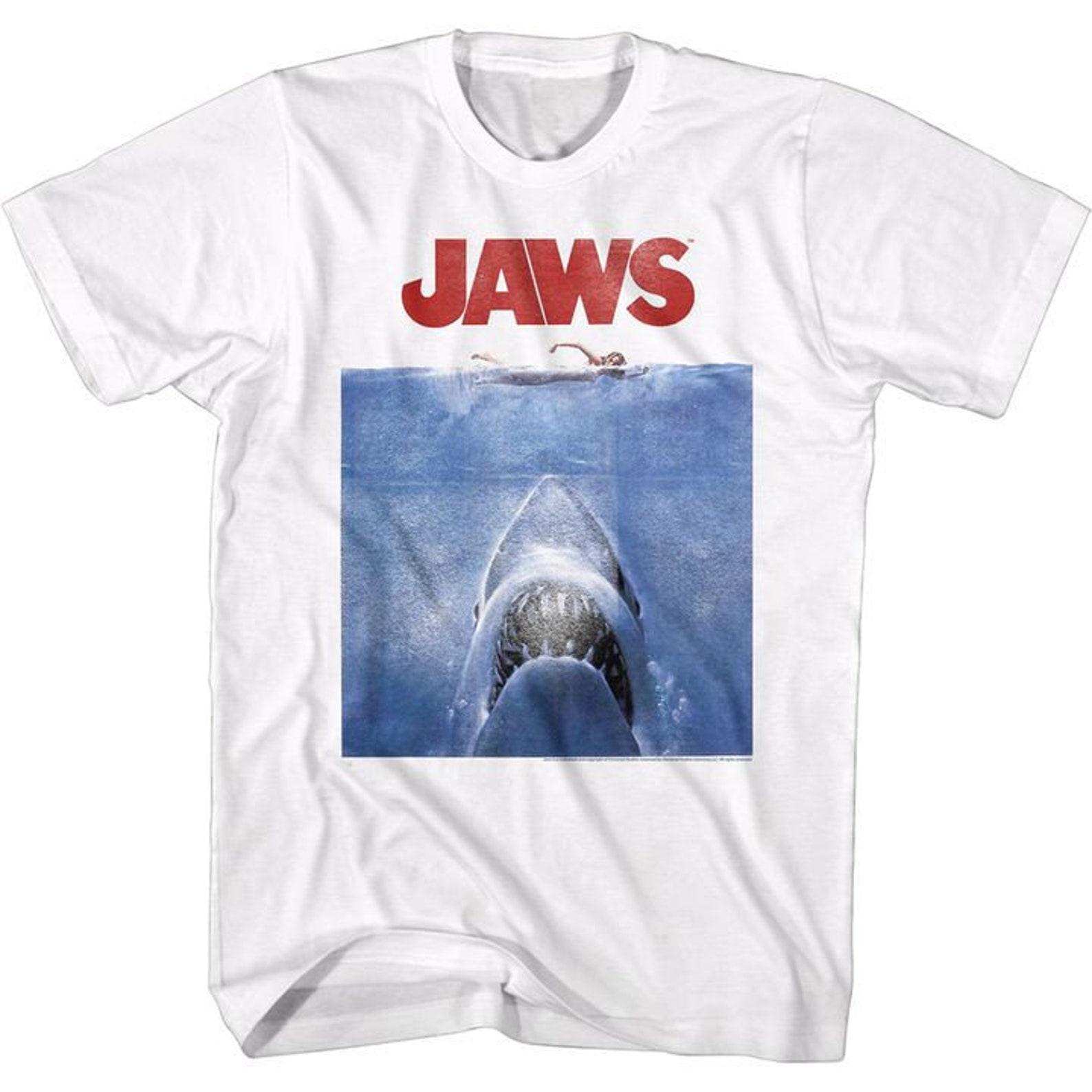 Jaws Poster Blue White Adult T-Shirt 4XL