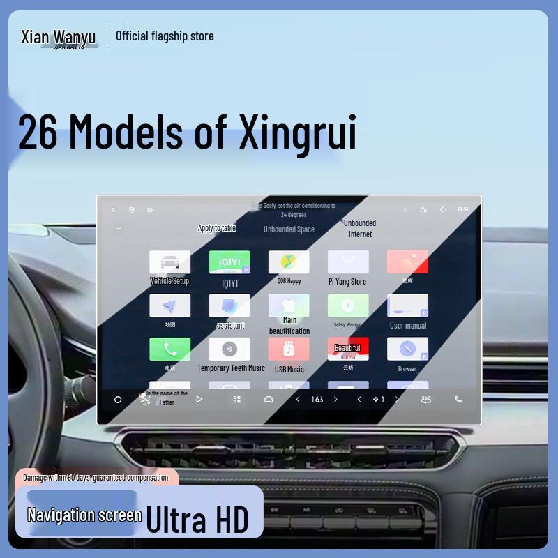Geely Xingrui Center Console Tempered Glass Screen Protector - Navigation Sticker & Interior Mod Accessories for 26 Models