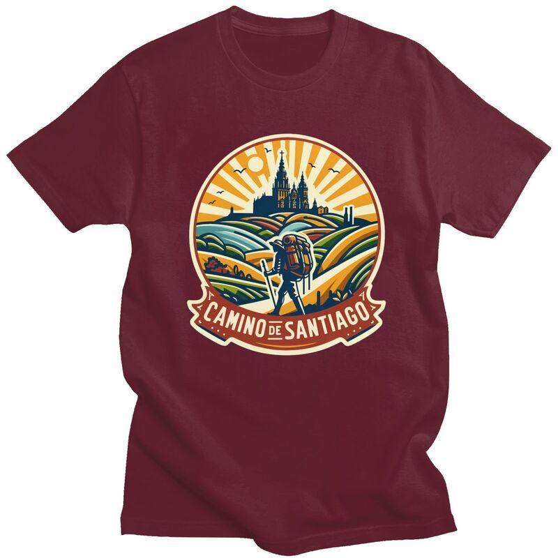 Custom Buen Camino De Santiago T Shirts for Men Pure Cotton Tee Tops Tshirts Tshirt Clothes