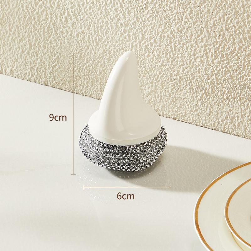 Kitchen, Non Damaging Pot, with Handle, Steel Wire Ball Cleaning Brush, Dishwashing and Pot Washing Brush, Non Greasy, Long Handled Brush
