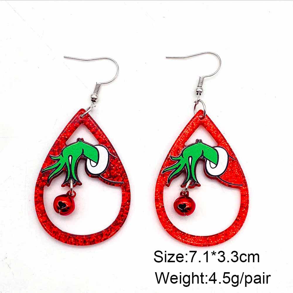 

European & American Splicing Grinch Christmas Acrylic Earrings