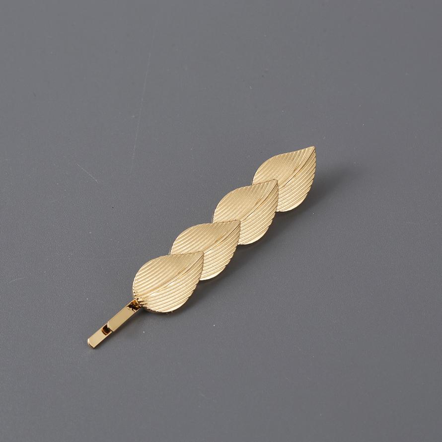 2PCS Metal Vintage Hair Pin Clip for Women Gold Color Leaf Temperament Retro Bangs Edge Clip Alloy Barrettes