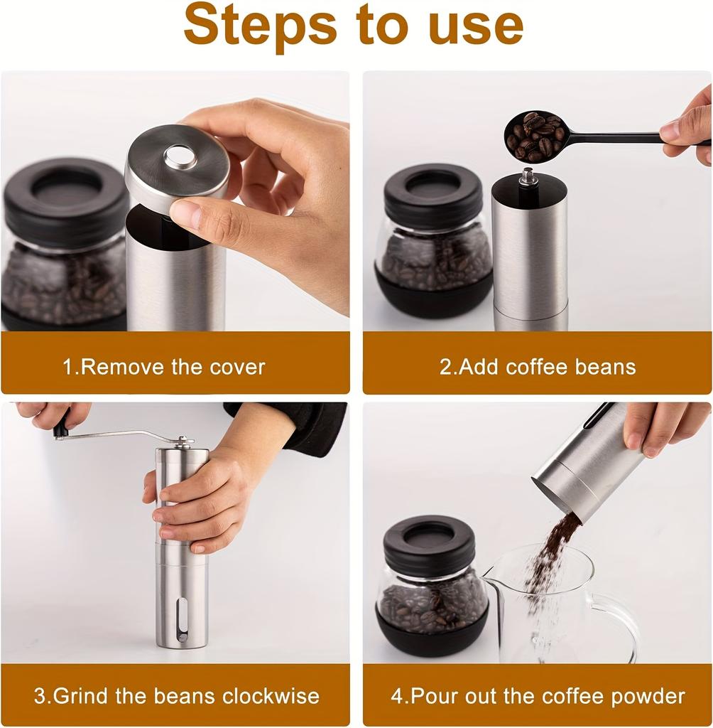 Moedor de café manual Moedor de grãos de café portátil de aço inoxidável Acessórios de café artesanais ajustáveis profissionais