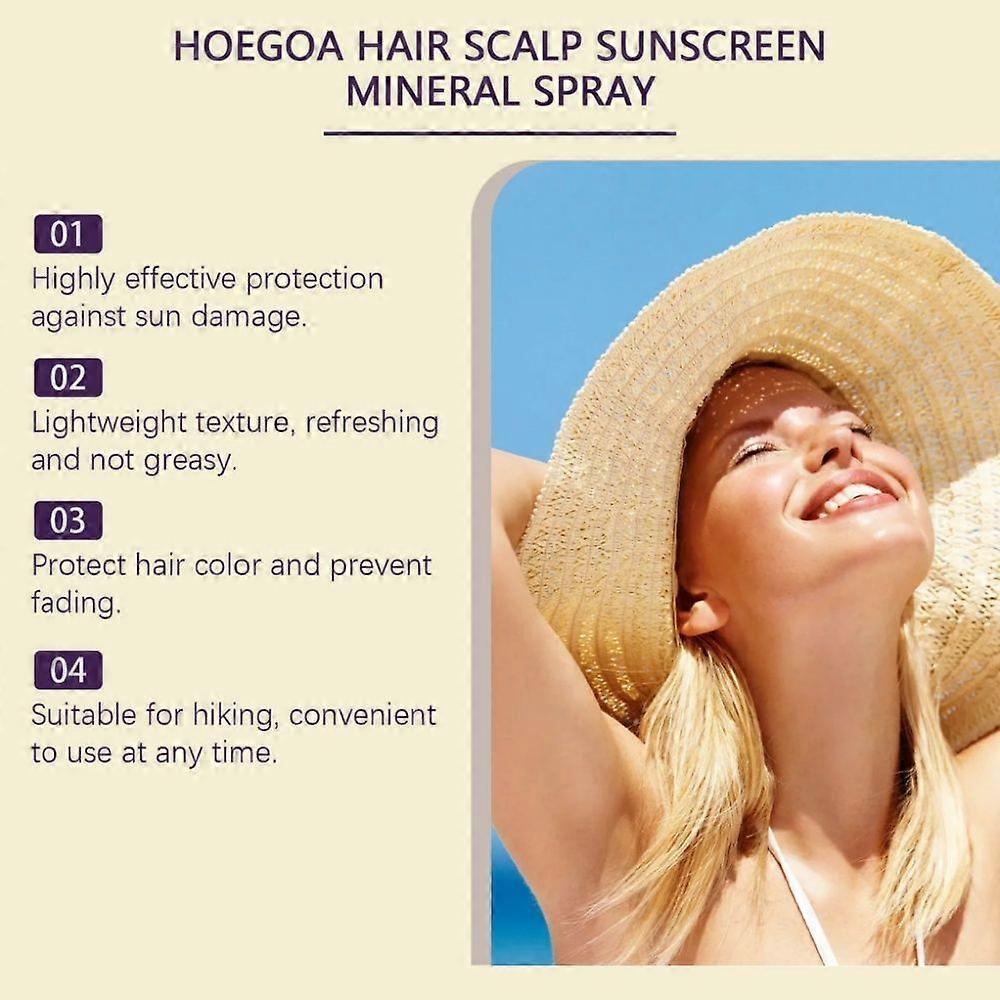 Ochranný sprej na pokožku hlavy proti slunci Sunblock Prevence spálení hlavy od slunce UV ochrana Jemná péče o vlasy Hydratace Suché poškození Vlasový sprej