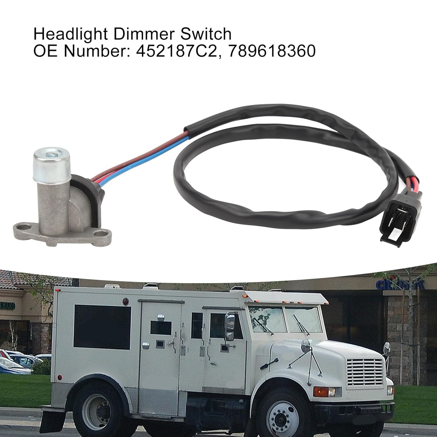 Floor Mounted Headlight Dimmer Switch 452187C2 with Pigtail for Navistar International 5000 9100 9100i 9300 9400