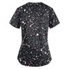 Women's V Neck Floral Print Short Sleeve Medical Scrub Top with Pocket Vintage Style Comfortable Fit Nursing Workwear