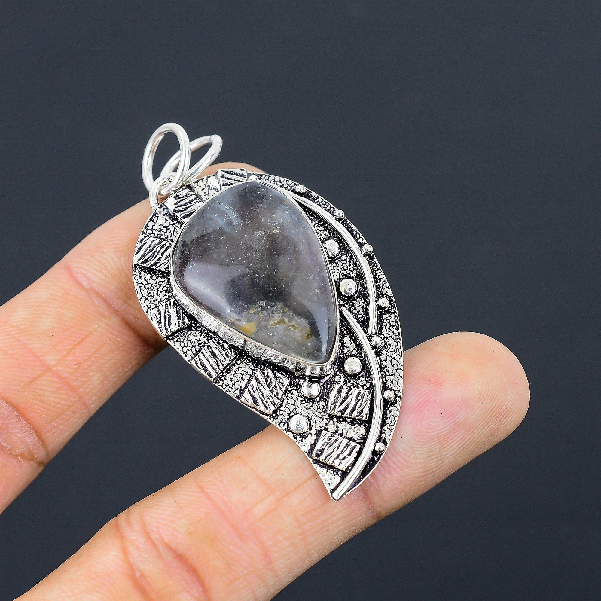 

Natural Iolite Gemstone Pendant 925 Sterling Silver Indian Jewelry For Girls