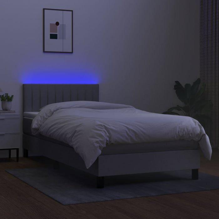 Maison Exclusive - Sommier à lattes de lit avec matelas et LED Gris clair 80x200cm
