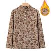 Long-sleeved semi-turtleneck thickened bottoming shirt winter T-shirt warm floral autumn clothes old lady