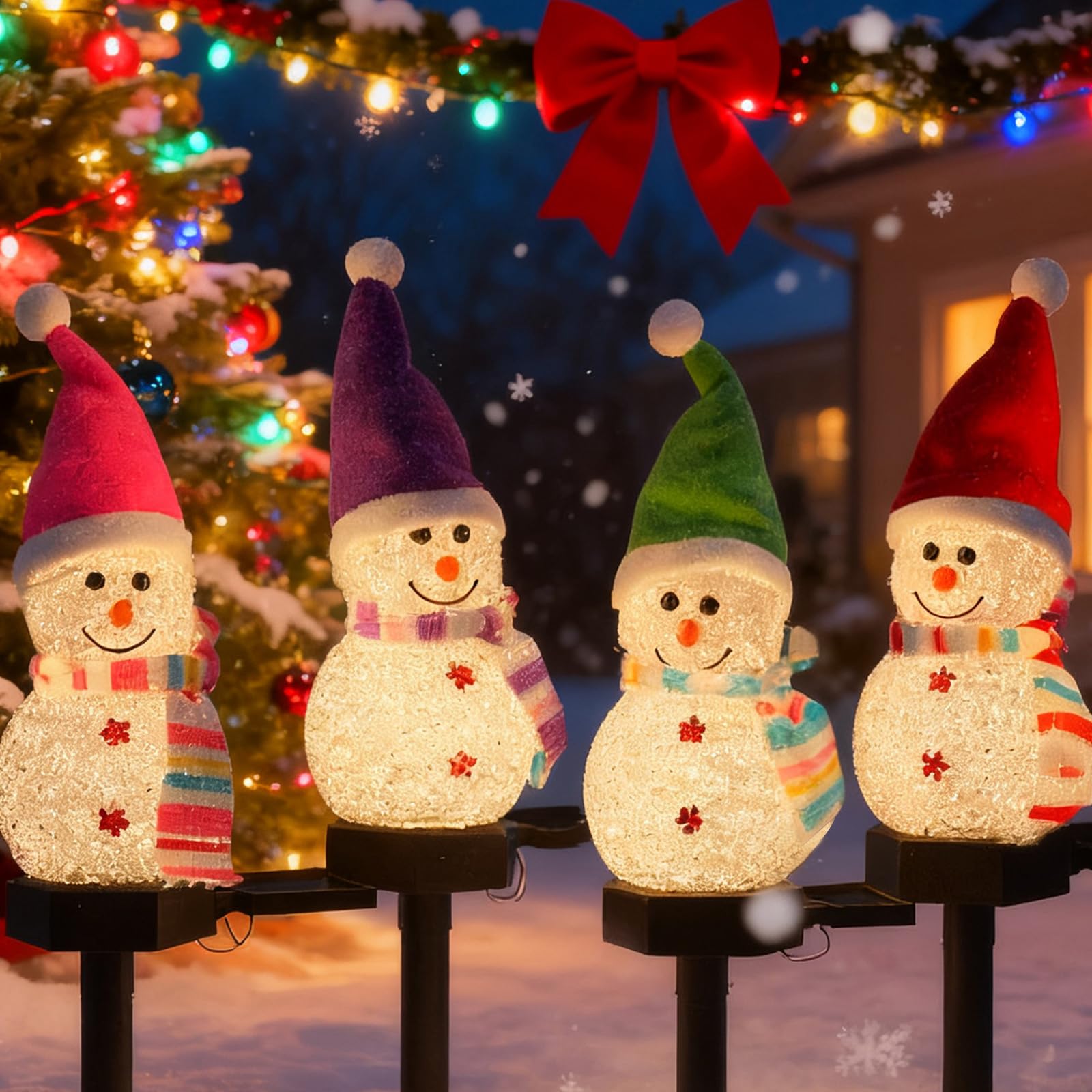 

Holubec Snowman Solar Light Set of 4, Christmas Decorations, Outdoor Garden Lights, Waterproof, Solar Powered, Automatic OnOff, Energy-Saving,