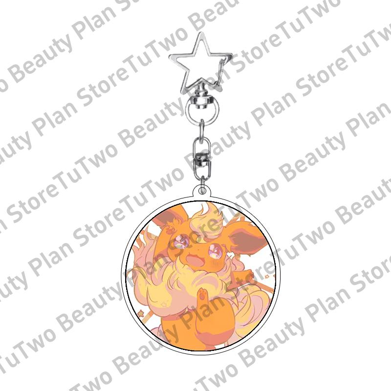 Girly Heart Acrylic Anime Sylveon Espeon Glaceon Eevee Cartoon Keychain Key Chains Keyrings Jewelry Fans Gifts Accessories Toys