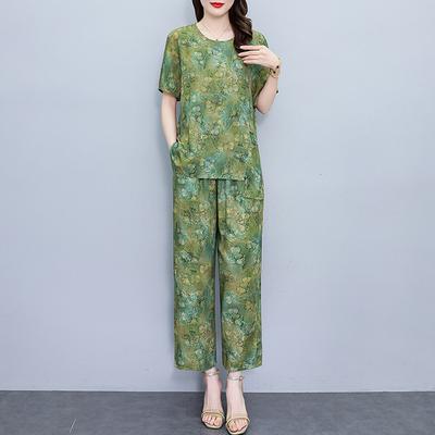 Summer 2 Piece Sets Women Outfit Elegant Loose Plus Size Pants Sets Vintage Clothes
