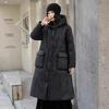 Literary retro loose large size long down jacket women's Chinese style slim fit hooded knee autumn and winter coat