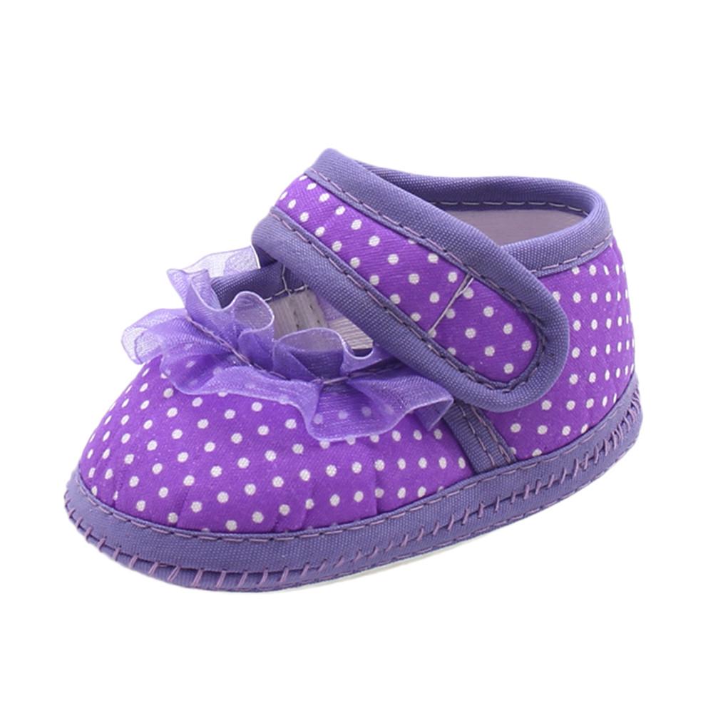 Newborn Infant Baby Dot Lace Girls Soft Sole Prewalker Warm Casual Flats Shoes
